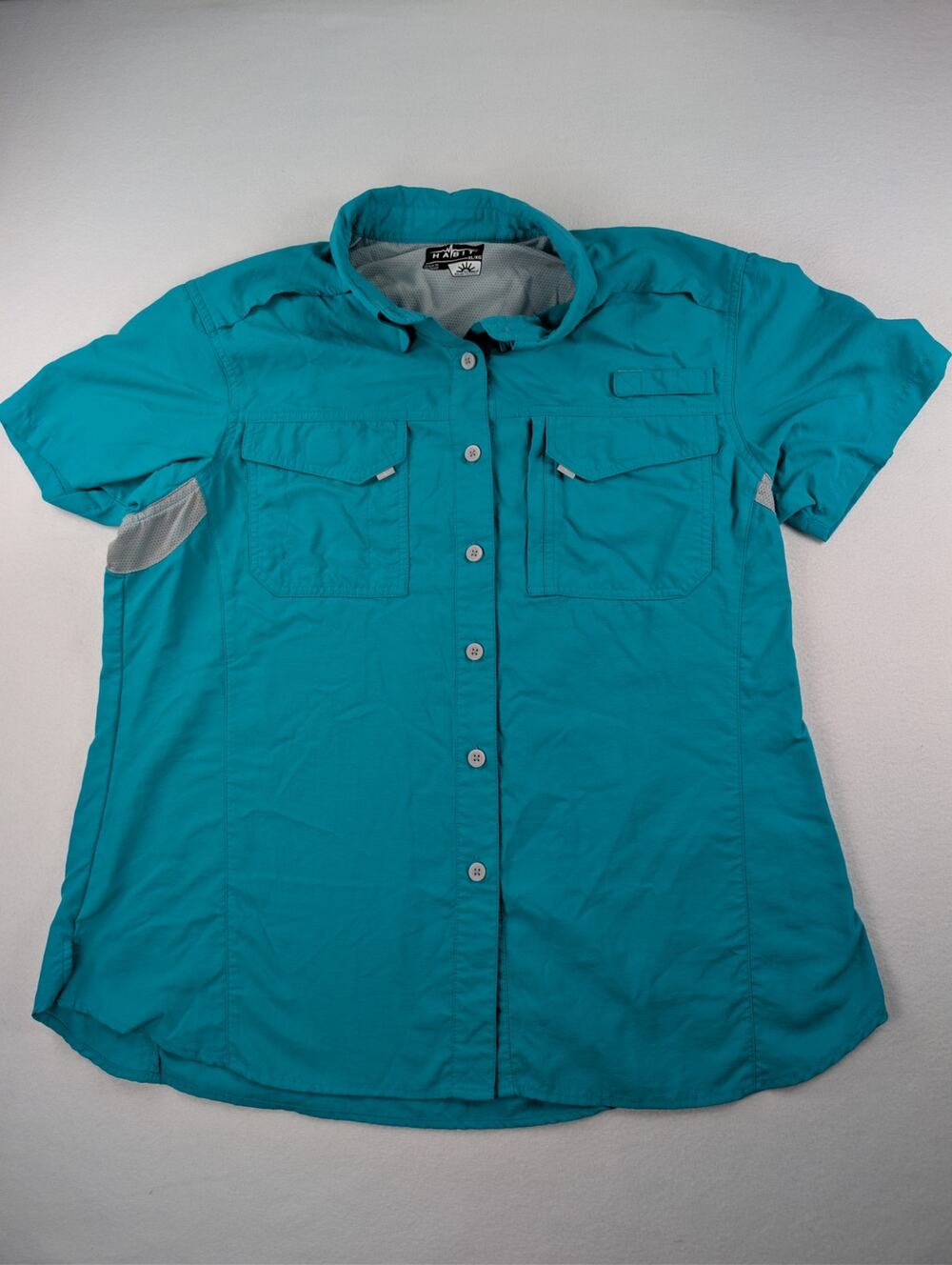 Habit Women’s XL Turquoise Vented Fishing Outdoor Button Down Shirt
